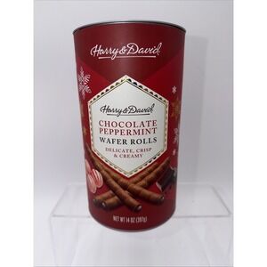 HARRY & DAVID CHOCOLATE PEPPERMINT WAFER ROLLS + 14 OZ. RARE AND BRAND NEW